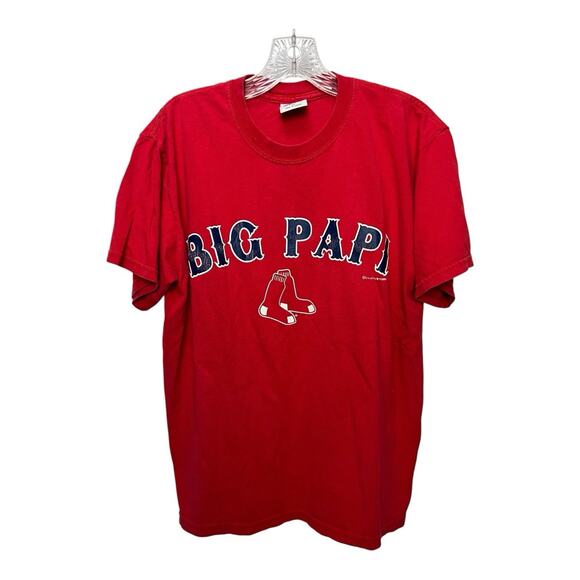 Vintage David Ortiz Big Papi Boston Medium Mens Red Graphic Logo Tshirt - Picture 1 of 8